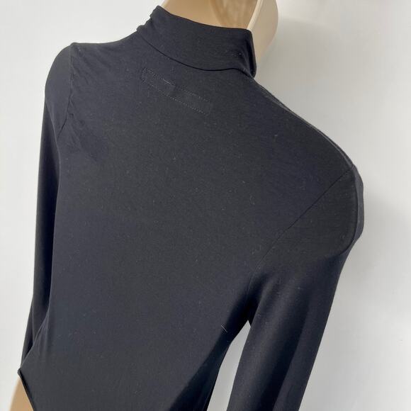 Enza Costa Women's Italian Viscose Mock Neck Zip Front Bodysuit NEW Sz XS Black - Picture 4 of 7